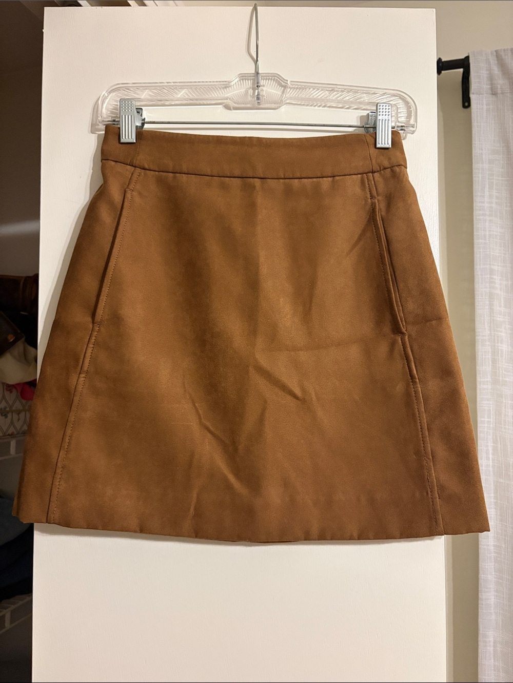 J. Crew Brown Faux Suede A-Line Mini Skirt